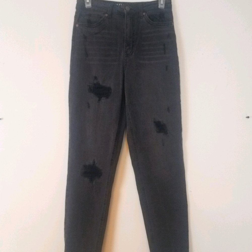 Black high rise ripped jeans